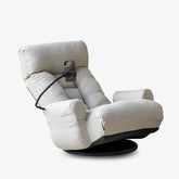 Gray 5-angle adjustable sofa chair with 360-degree rotation, ergonomic design & built-in phone holder