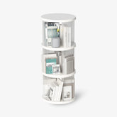 360° Rotating Bookshelf with 3-tier storage, holds 144 books & space-saving corner design
