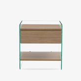 Nightstand with MDF board & tempered glass, sleek storage cabinet for bedroom or living room decor