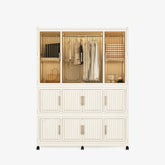 3X4 layers White wardrobe closet organizer with wheels, large storage cubes, magnetic doors, and mobile space-saving design