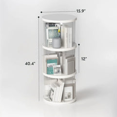 360° Rotating Bookshelf with 3-tier storage, holds 144 books & space-saving corner design