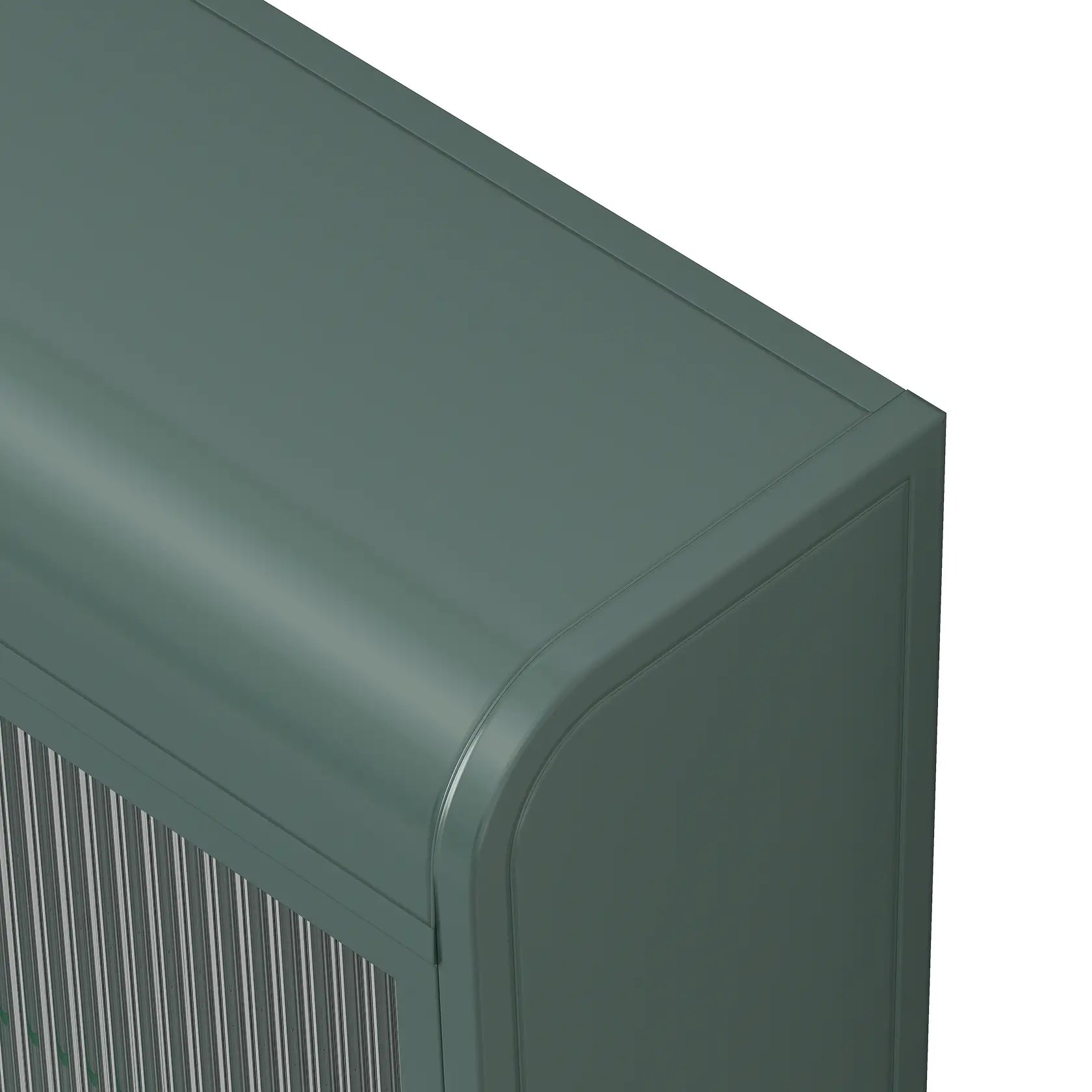 Dark green Arched wall-mounted Glass Cabinet with 3 glass doors, metal frame, holds 60 lbs, modern storage cabinet for kitchen/bathroom decor.