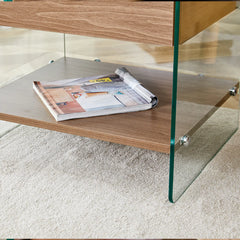 Nightstand with MDF board & tempered glass, sleek storage cabinet for bedroom or living room decor