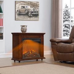 Electric fireplace with CSA/UL certification, 1400W heating, and realistic LED flames for 400 sq. ft. rooms
