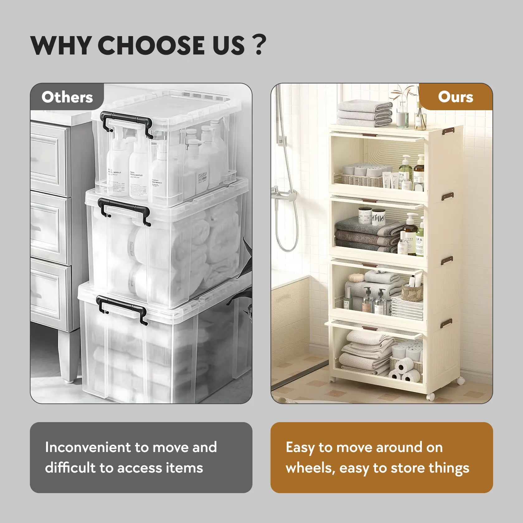 Multi-scene Stackable Storage Bins for pantry/office/bathroom, 230Qt capacity & dustproof visible doors