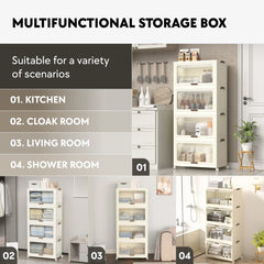 Multi-scene Stackable Storage Bins for pantry/office/bathroom, 230Qt capacity & dustproof visible doors