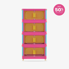 Stackable Storage Bins with Lids Pink