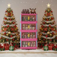 Stackable Storage Bins with Lids Pink