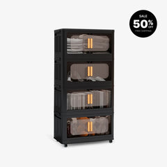 Stackable Storage Bins with Lids Black