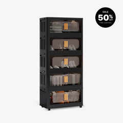 Stackable Storage Bins with Lids Black