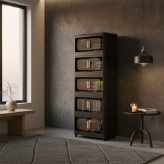 Stackable Storage Bins with Lids Black