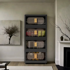 Stackable Storage Bins with Lids Black