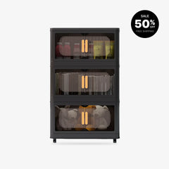Stackable Storage Bins with Lids Black
